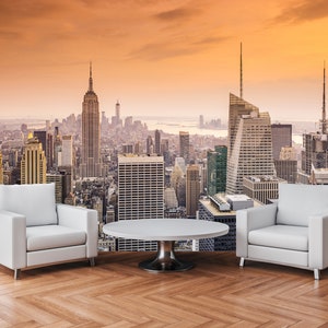 New York City Wallpaper, Stadt Wandbild, Tapete abziehen und aufkleben, Stadt Tapete, Manhattan Wandbild, abnehmbar, Stadtbild Skyline Blick Dekor