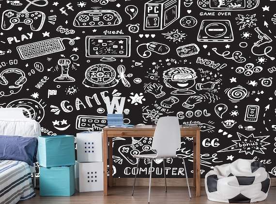 Gamer Wallpaper Gaming Wall Mural Video Games Game Teenager Room Paper  Poster