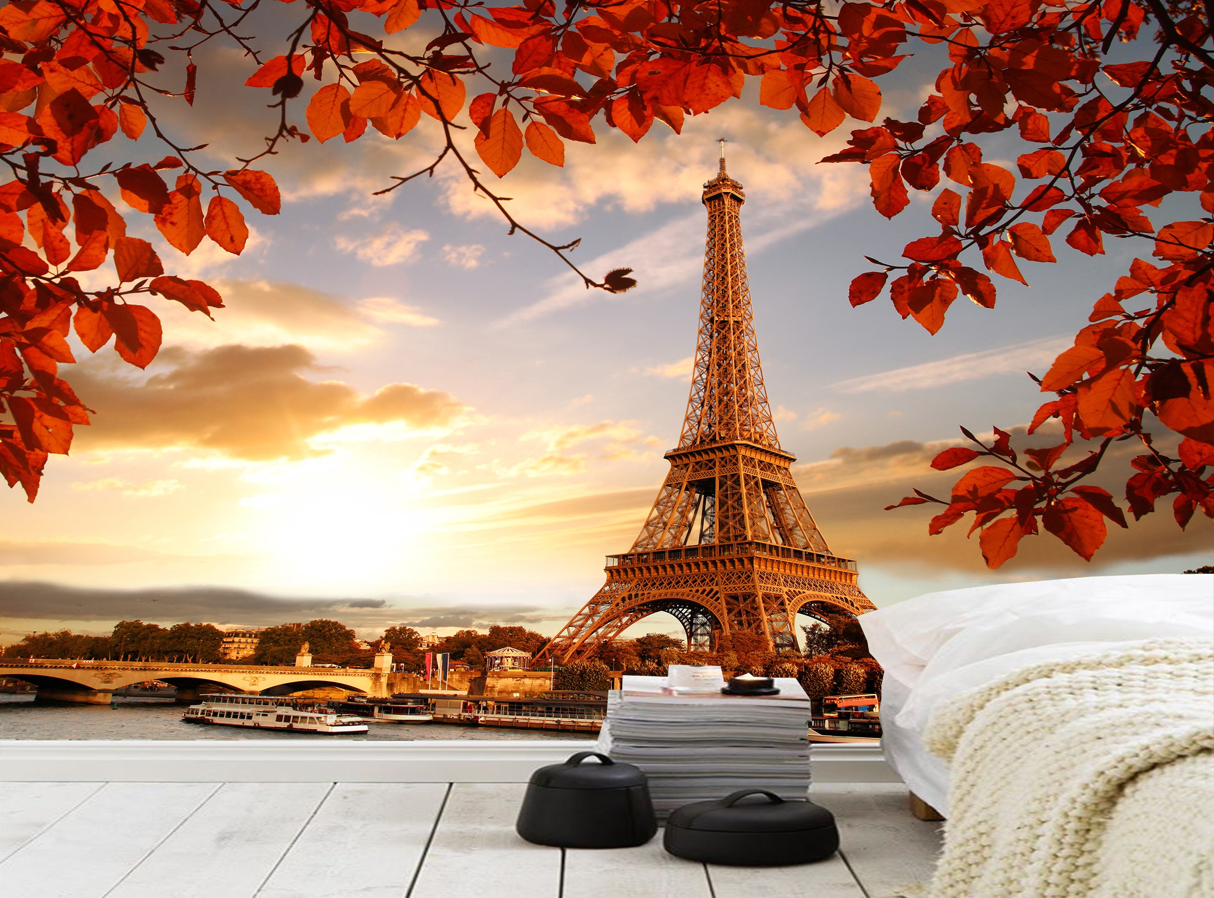 Autumn Paris Decor Paris Wallpaper Paris Wall Mural Eiffel Etsy Australia