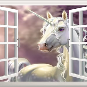 Unicorn Fantasy Forest Wall Art Stickers Mural Self Adhesive Poster AZ40 