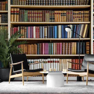 Library Wallpaper - Bookshelf Bookcase Library Books Texture 3d Vintage Peel And Stick Wallpaper Removable Decor Self Adhesive Wall Mural