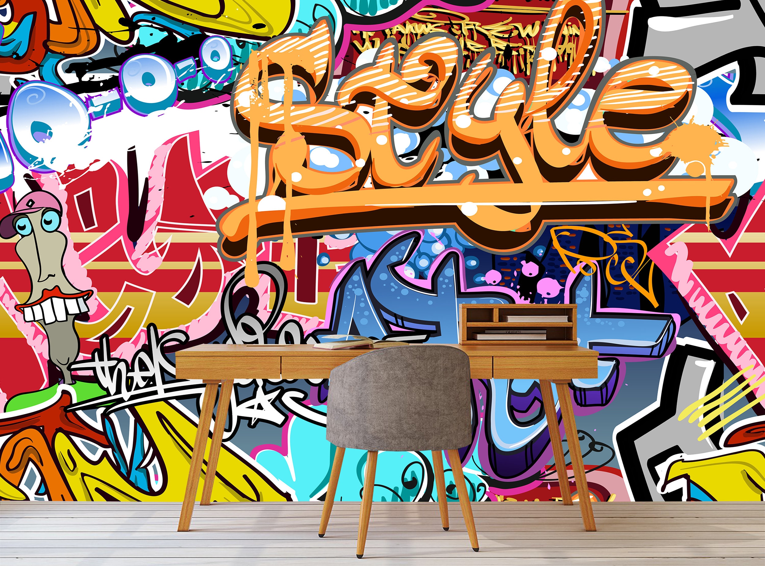 Graffiti Peel and Stick Wallpaper / Graffiti Wallpaper/ | Etsy