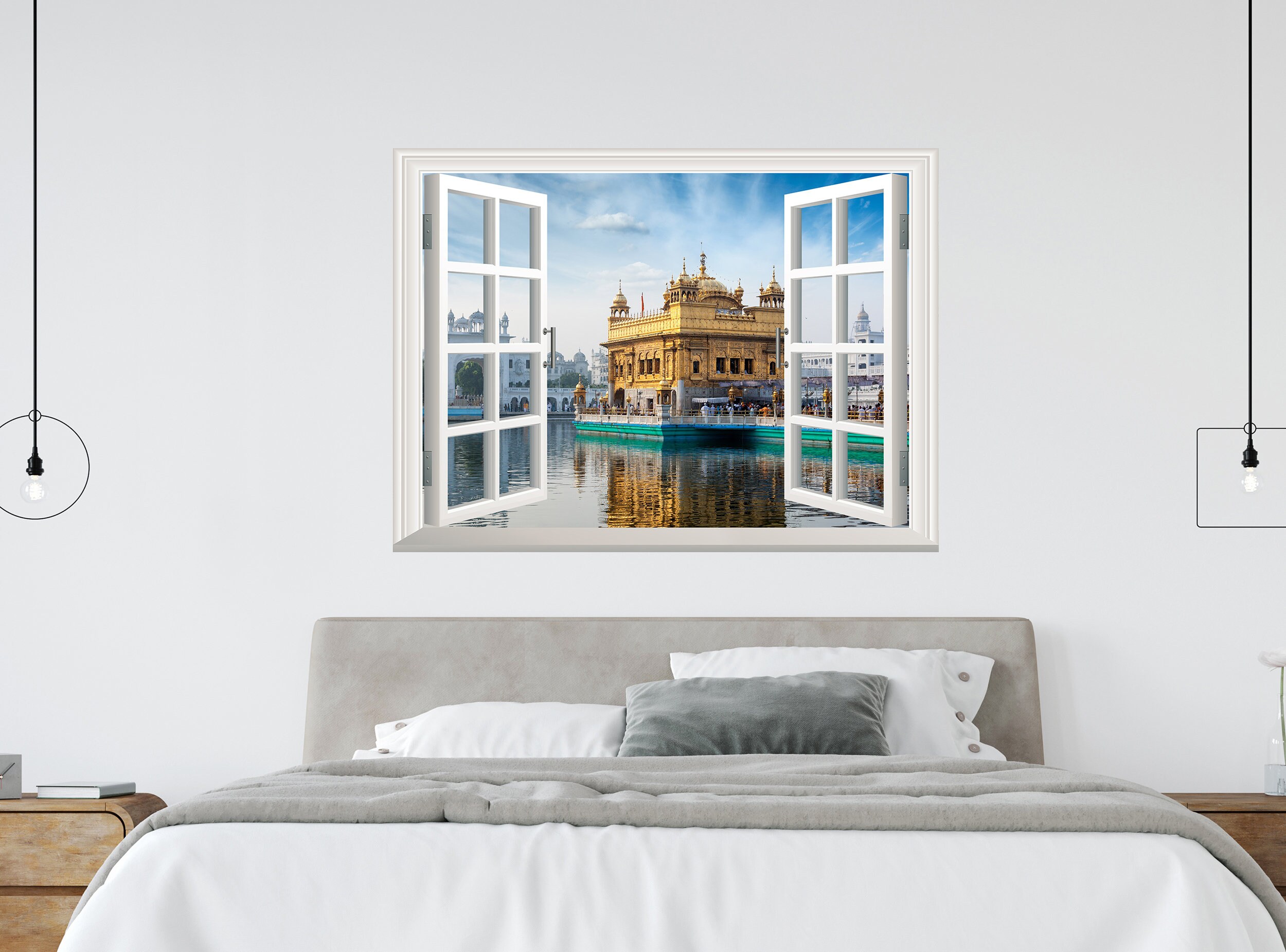 Golden Temple Wall Decal Wall Sticker 3D Window Effect View Etsy