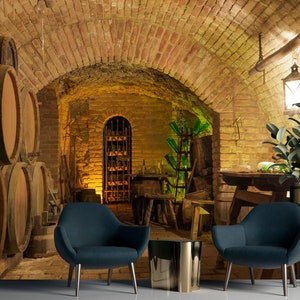 Papier peint mural cave à vin : décoration murale en forme de barre