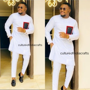 African Men clothing, African Dashiki, African grooms men, African Men Wedding, African Wedding, African Print for Men, White African Suit