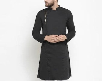kurta, Indian Ethnic Kurta, Mens Kurta, Mens Clothing, Black Color, High Quality Party wear Kurta home wear kurta plus size available,