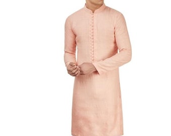 kurta, Indian Ethnic Kurta, Mens Kurta, Mens Clothing, Peach Color, High Quality Party wear Kurta home wear kurta plus size available,