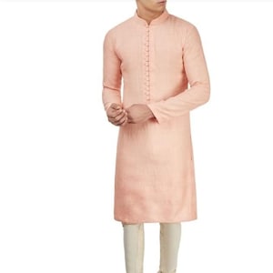 kurta, Indian Ethnic Kurta, Mens Kurta, Mens Clothing, Peach Color, High Quality Party wear Kurta home wear kurta plus size available,
