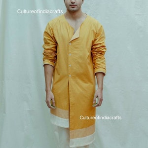 Kurta, Indian Ethnic Kurta, Mens Kurta, Mens Clothing, Yellow Color, High Quality Party wear Kurta home wear kurta plus size available,