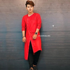 Mens kurta, Indian Ethnic Kurta, Mens Kurta, Mens Clothing, Red Color, High Quality Party wear Kurta home wear kurta plus size available
