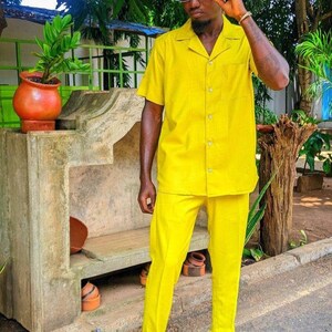 African Men clothing, African Dashiki, African grooms men, African Men Wedding, African Wedding, African Print for Men, Yellow African Suit.