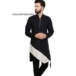kurta, Indian Ethnic Kurta, Mens Kurta, Mens Clothing, Blackk Color, High Quality Party wear Kurta home wear kurta plus size available,
