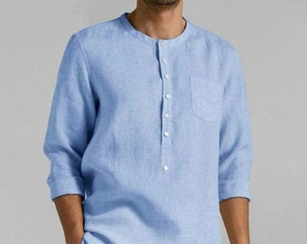 Kurta, Short Kurta, Mens Kurta, Mens Clothing, Sky Blue Color, High Quality Party wear Kurta home wear kurta plus size available,