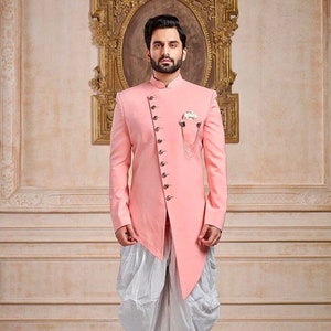 Wedding Sherwani kurta, Indian Kurta, Mens Shirt, Achkan, Mens Clothing, Pink Color, High Quality, Party kurta, Plus size available.