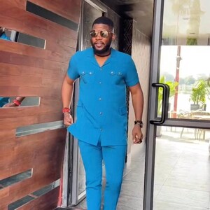African Men clothing, African Dashiki, African grooms men, African Men Wedding, African Wedding, African Print for Men, Blue African Suit