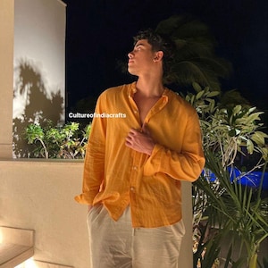Linen Shirt and bottom set, Shirt, Mens button up, Mens Clothing, White Color, High Quality, Party, Casual fits, plus size available.