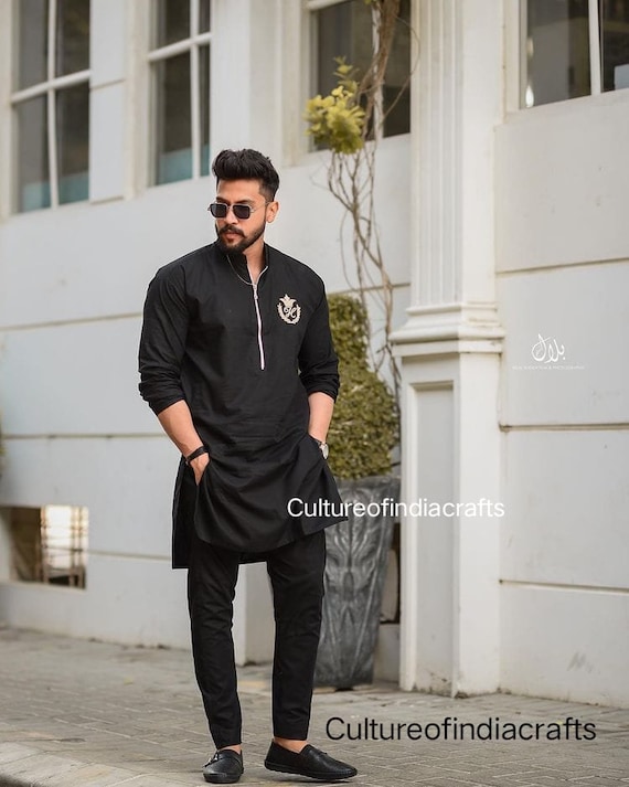 Kurta Pajama Indian Ethnic Kurta Mens Kurta Mens Clothing Black Color High Quality Party Wear Kurta Home Wear Kurta Plus Size Available Etsy UK