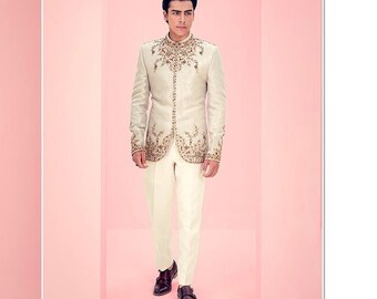 Wedding Coat Pant, Kadhaai Coat, Mens Clothing, Suit, Wedding, Cream Color, High Quality, Party Coat, Plus size available, Coat Pant, Suits