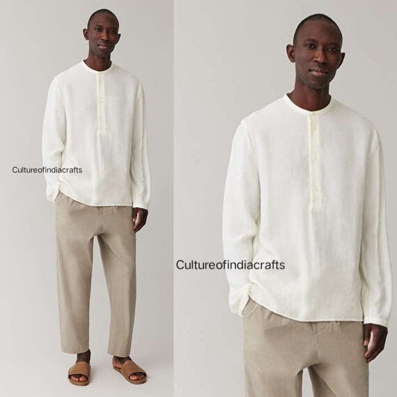 Linen Shirt Indian Shirt Mens Button Up Mens Clothing Off