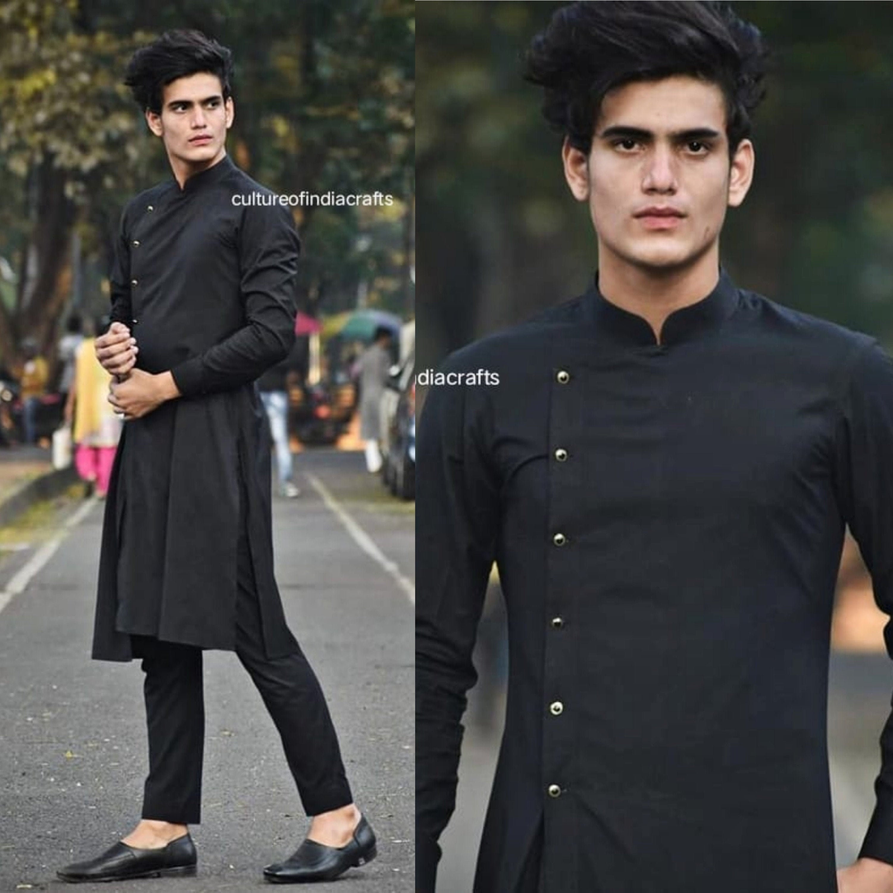 Kurta Pajama Indian Ethnic Kurta Mens Kurta Mens Clothing Black Color High Quality Party wedding Home Wear Kurta Plus Size Available Etsy Canada
