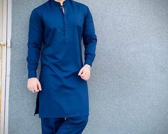 Pathani salwaar kameez Ethnic Kurta Mens Kurta Mens Clothing Blue color High Quality Party wear Kurta home wear kurta Plus Size availabl