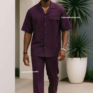 mens purple dress shirt outfit Linen Purple Shirt Outfit Ideas