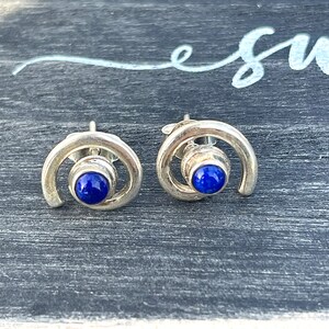 Lapis Lazuli Stud Earrings, Sterling Silver Earrings, Blue Jewelry, Natural Stone, Gift For Her, Anniversary Gift