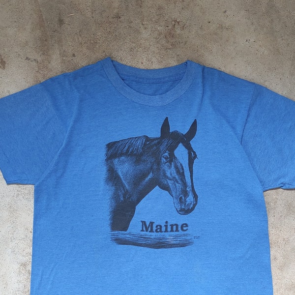 90's Maine Souvenir Horse Head T-Shirt Single Stitch