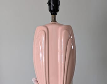Lampada da tavolo vintage Art Déco in ceramica color pesca, anni '80