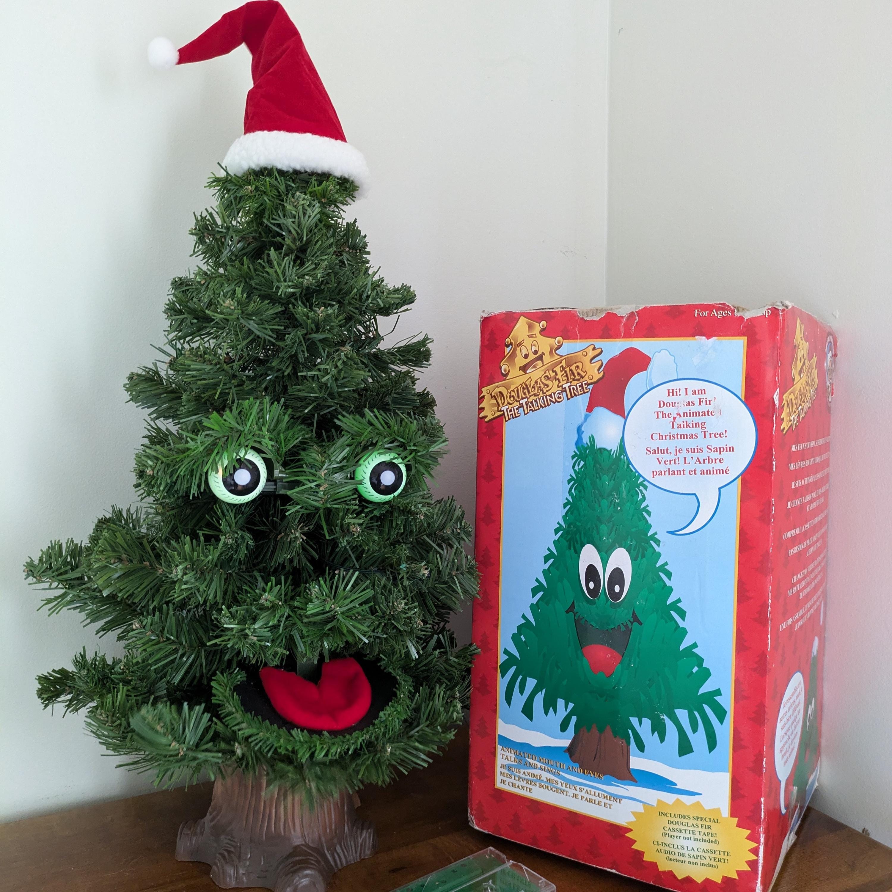 Vintage 1990s Talking Christmas Tree, Gemmy Douglas Fir the