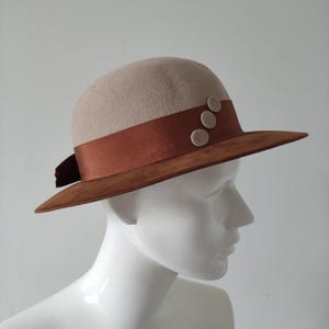 Vintage 70er Jahre Kangol Wollfilz Hut mit breiter Krempe Boater Hut