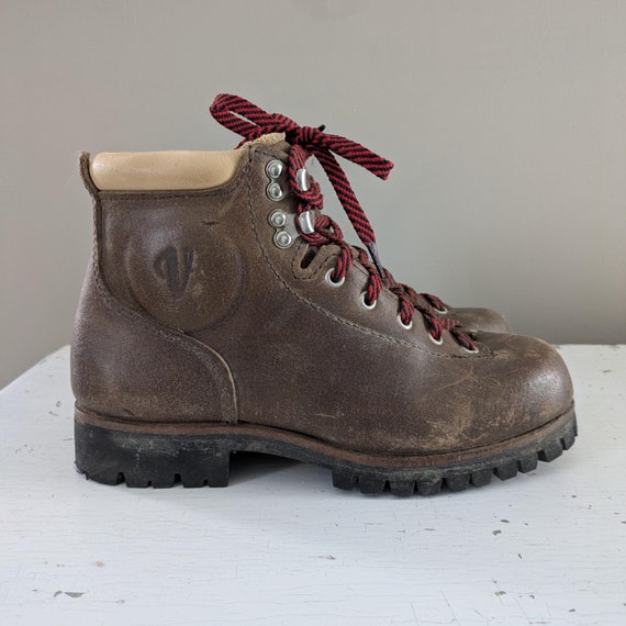 vintage VIBRAM Mountain Hiking Boots sz 8.5 M Brown Leather VIBRAM MADE IN ITALY vintage LL BEAN Italy Vibram Hiking Mountain Boot Men main image 3