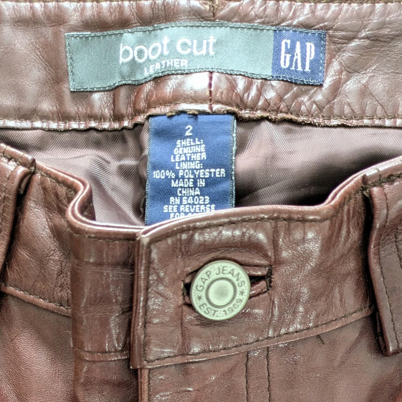 Vintage 1990s Leather Gap Bootcut Pants | Y2K GAP | Oxblood