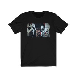 Horror Halloween Movie Characters Short Sleeve Tee,  Jason T-shirt, IT tee Halloween Horror Shirt, Halloween T-shirt, Freddy Krueger T-shirt