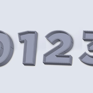 May include: Four gray plastic cookie cutters shaped like the numbers 0, 1, 2, and 3.