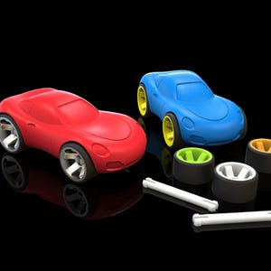 Archivo de impresión 3D Stl, coche de juguete, para construir, dividido