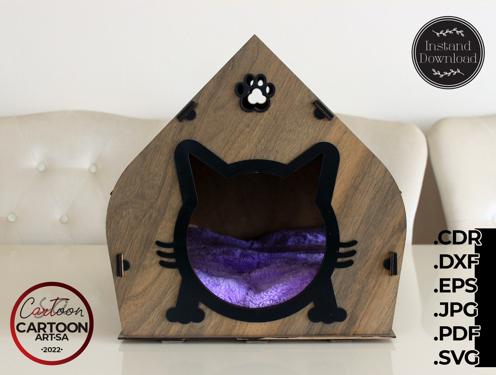 Cute Cat House Laser Cut Vector Plans Pet House Instant Etsy