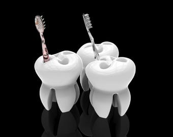 3D Print File Stl, Tooth Shaped Toothbrush Holder