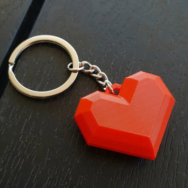 3D Print File Stl, Low Poly Hearth Keychain, Love Gift, Valentine's Best Mini Gift