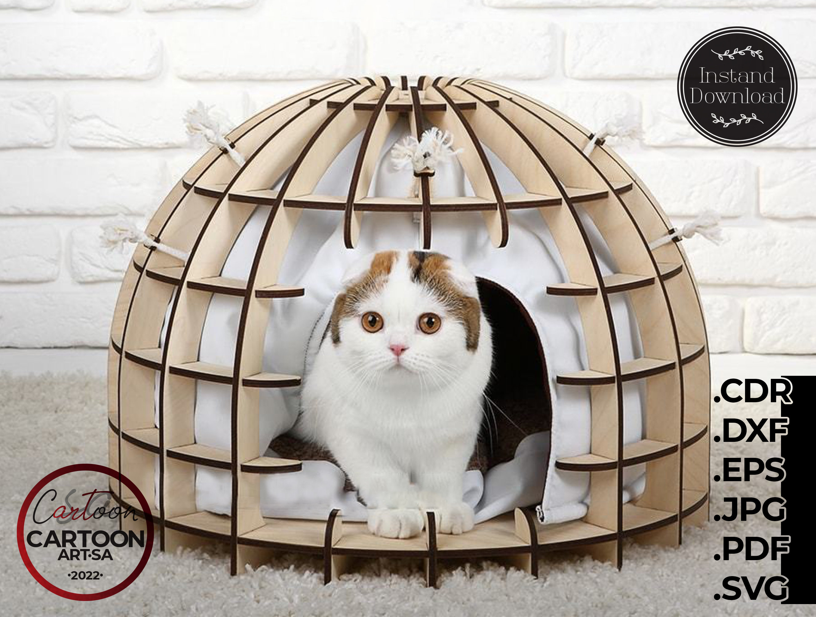 Cute Cat House Laser Cut Vector Plans Pet House Instant Etsy UK