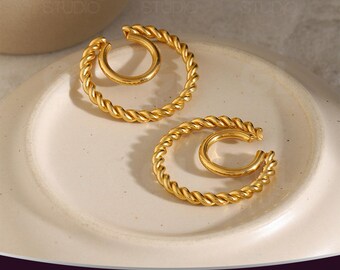 Set 22 Ear Cuff In Oro Finto Per Donna - Orecchini A Clip Senza Piercing, Regolabili E Decorati Con Zirconi
