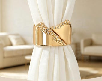 Gold Silver Rhinestone Curtain Clip, Spring Curtain Tieback Holder, Luxury Sparkle Window Decor