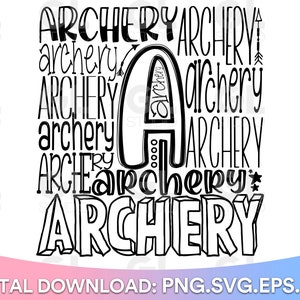 Archery Typography, dxf, svg, eps, png für die Verwendung mit Programme wie Silhouette Studio und Cricut Design Space, Archery Typography svg, a svg