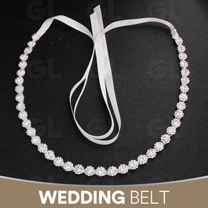 Wedding Dress Belt, Thin Wedding Belt, Rhinestone Belt, Bridal Belt, Bridal sash, Bridesmaid Belt, Crystal Belt, Tie on Belt, Belt