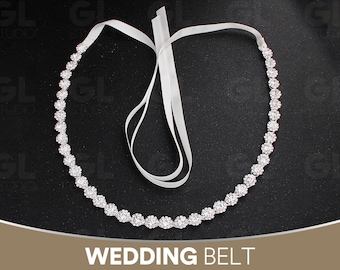LISALI Pearl Bridal Belt , Gold Wedding Belt, Thin Bridal  display picture 1