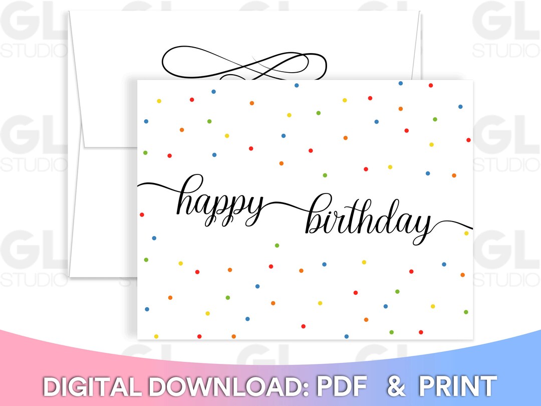 Happy Birthday Printable Card, Envelope Template, Birthday Card ...