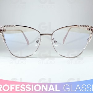Crystal Accents Frame Reading Glasses, Vintage Cat Eye Reading Glasses, Oversized Cat Eye Glasses, Vintage Cat Eye Reading Eyewear, Eyewear