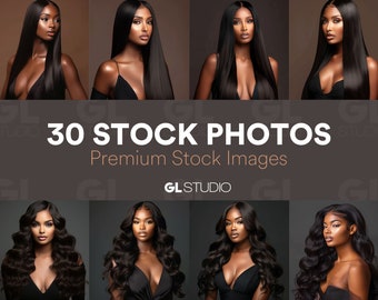 30 fotos de stock, fotos de stock de cabello, modelo de peluca, fotos de stock, fotos de stock de maquillaje, extensiones de cabello, negro, fotos de stock de belleza, modelo de IA