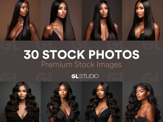30 stock photos, Hair Stock Photos, Wig Model, Stock Photos, Makeup Stock Photos, Hair Extensions, Black, Beauty Stock Photos, AI Model