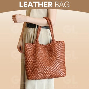 Retro Woven Leather Shoulder Bag for Women, Soft First Layer Cowhide Purse, Handmade Vintage Tote,Handwoven Leather Bag,Gift for Wife or Mom